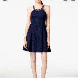betsy&adam high neck cocktail dress